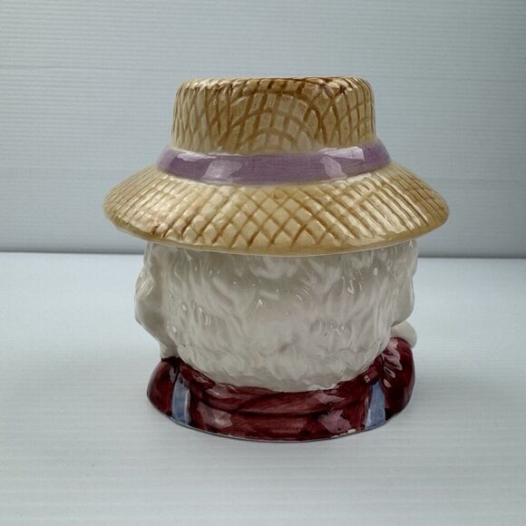 Vintage Dalton Bunny Cookie Jar Ceramic Rabbit in Hat Bow Farmhouse Easter Decor - Picture 2 of 13